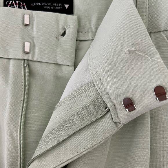 Zara Mint Green Pleated Shorts Linen Size XXL - Picture 4 of 9